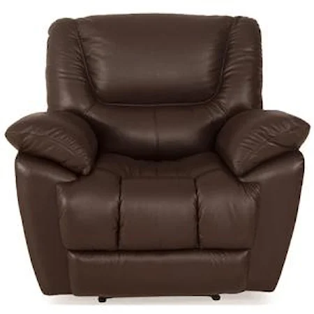 Casual Leather Rocker Recliner with Pillow Arms